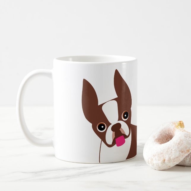 Boston Terrier Red Brown und White Kaffeetasse (Mit Donut)