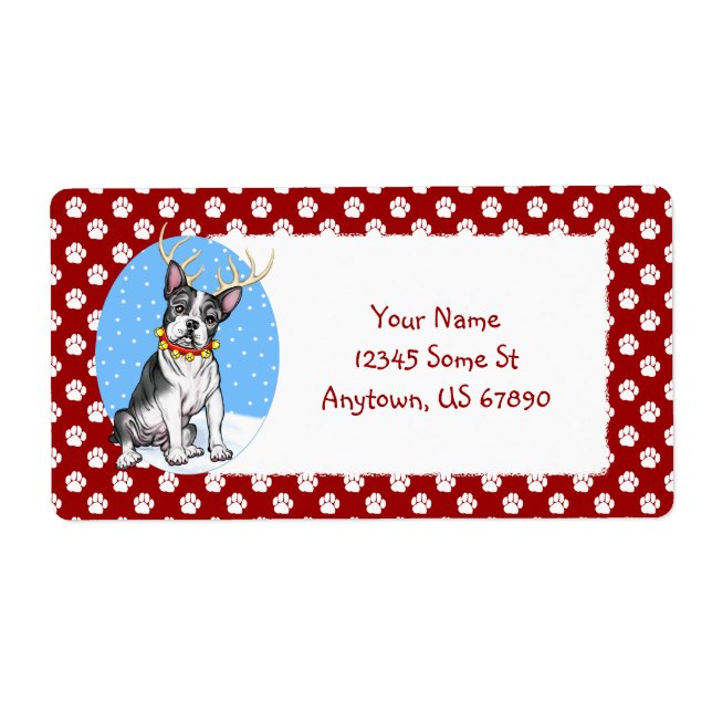 Boston Terrier Reindeer Labels (Vorne)