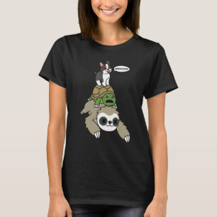 Boston Terrier Reitendes Faultier Schildkröte Hund T-Shirt