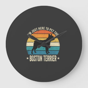 Boston Terrier Retro Hundeliebhaber Grafik_1 Große Wanduhr