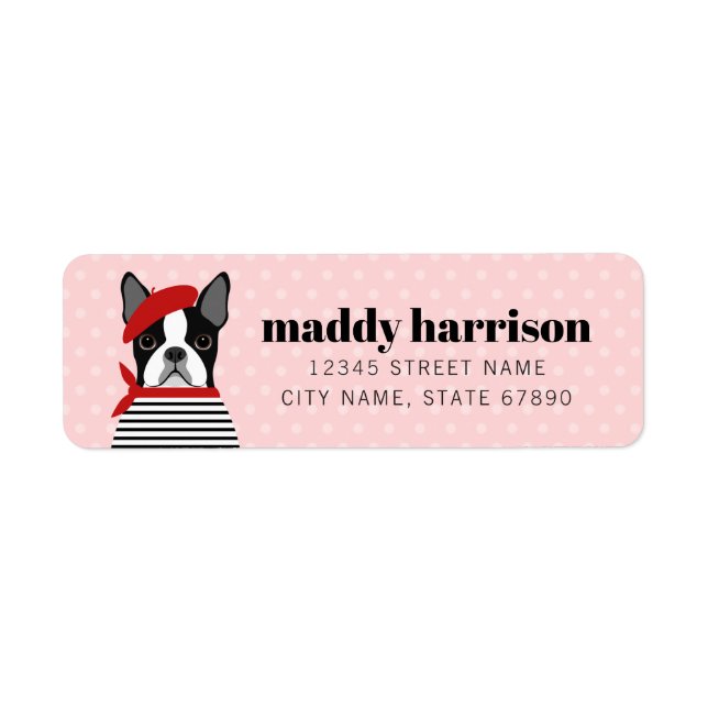 Boston Terrier Rücksendeadressetiketten (Vorne)