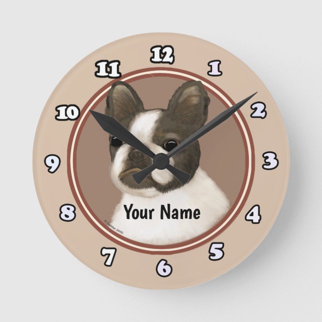 Boston Terrier Runde Wanduhr (Vorderseite)