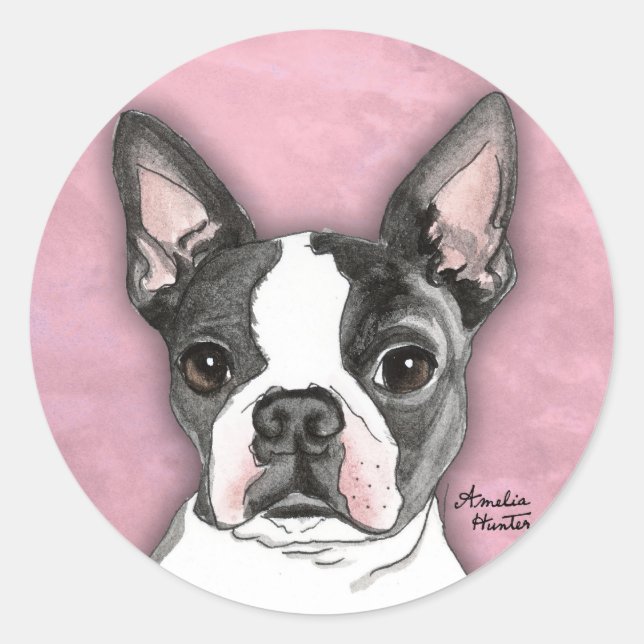 Boston Terrier Runder Aufkleber (Vorderseite)