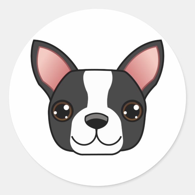 Boston Terrier Runder Aufkleber (Vorderseite)