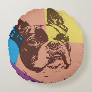 Boston Terrier Rundes Kissen