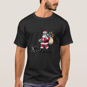 Boston Terrier Santa Claus Funny Dog Christmas Tan T-Shirt