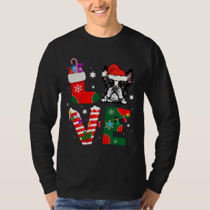 Boston Terrier Santa Claus Weihnachtshunde Pajamas T-Shirt