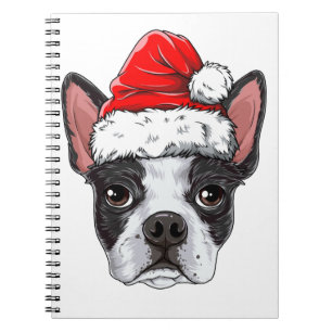 Boston Terrier Santa T Shirt Weihnachtskids Boys Notizblock