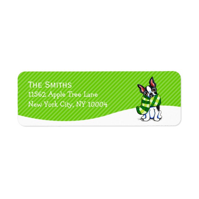 Boston Terrier Scarf Weihnachten Mod Green Strip (Vorne)