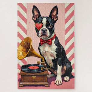 Boston Terrier schicker Valentinstag-Monokel