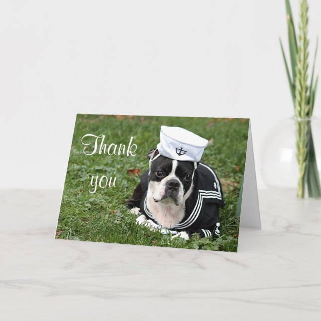 Boston Terrier Seemann Dankeskarte (Vorderseite)