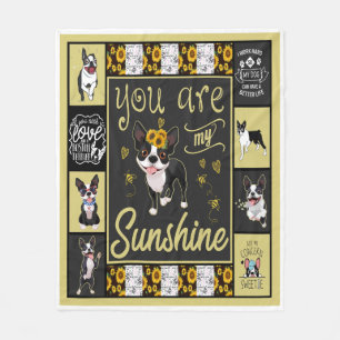 Boston Terrier Sie sind mein Sonnenschein Fleecedecke