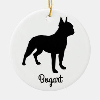 Boston Terrier Silhouette Keramik Ornament