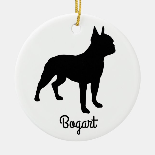 Boston Terrier Silhouette Keramik Ornament (Vorne)