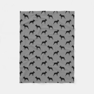 Boston-Terrier-Silhouette-Muster-Grau Fleecedecke
