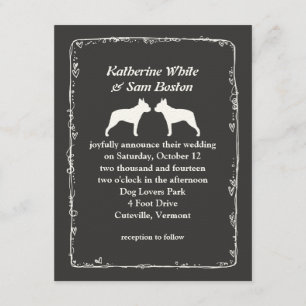 Boston Terrier Silhouetten Hochzeit Einladung