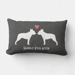 Boston Terrier Silhouetten mit Herz und individuel Lendenkissen