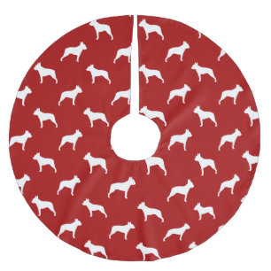 Boston Terrier Silhouetten Muster Polyester Weihnachtsbaumdecke