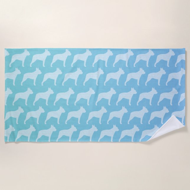 Boston Terrier Silhouetten Pattern Strandtuch (Vorderseite)