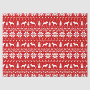 Boston Terrier Silhouetten Weihnachtsmuster Seidenpapier