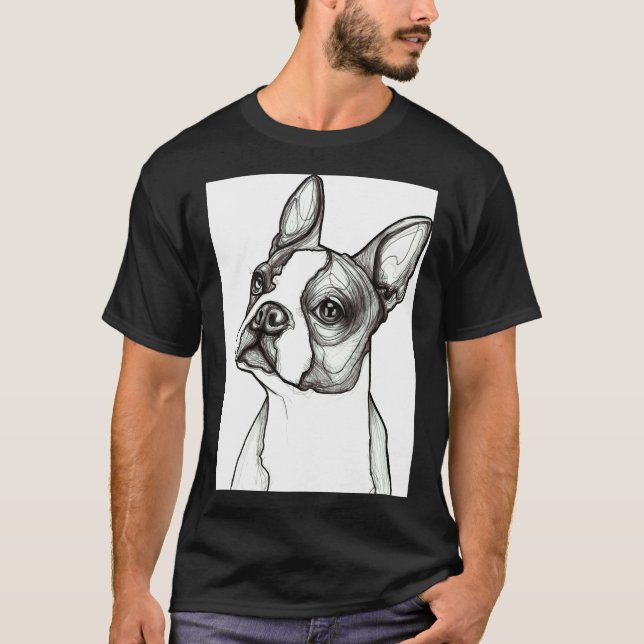 Boston Terrier Sketch Scoop T-Shirt (Vorderseite)