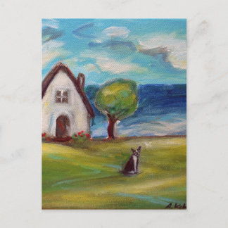 Boston Terrier Sommer-Hütte Postkarte