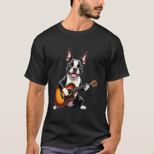 Boston Terrier spielt Gitarre Design Lustiger Bost T-Shirt