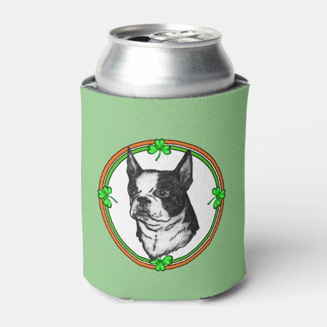 Boston Terrier St. Patricks Day Dosenkühler (Kanne Vorderseite)