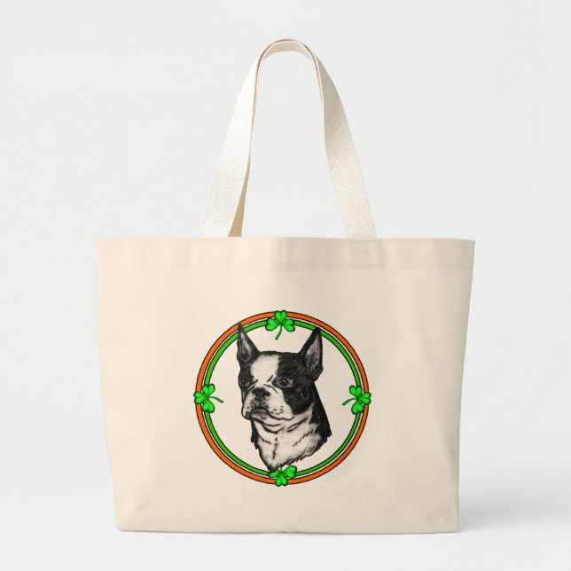 Boston Terrier St Patrick's Day Jumbo Stoffbeutel (Vorne)