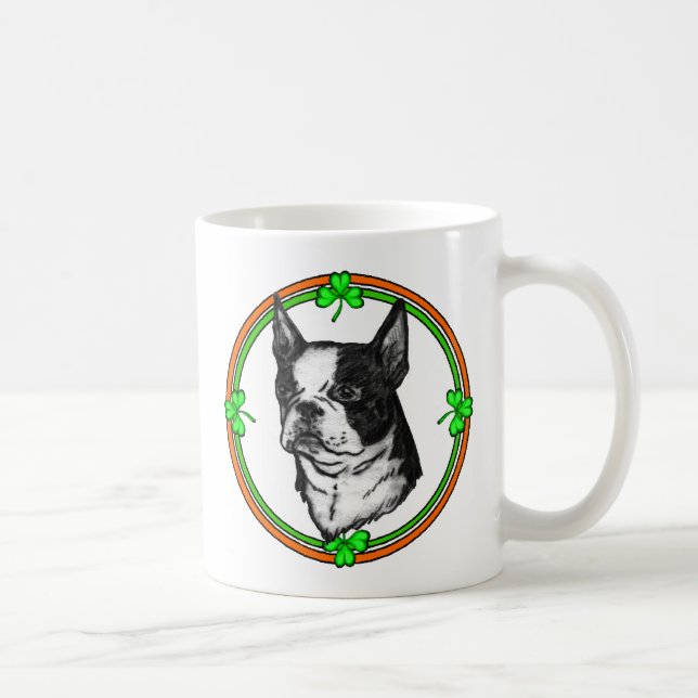 Boston Terrier St Patrick's Day Kaffeetasse (Rechts)