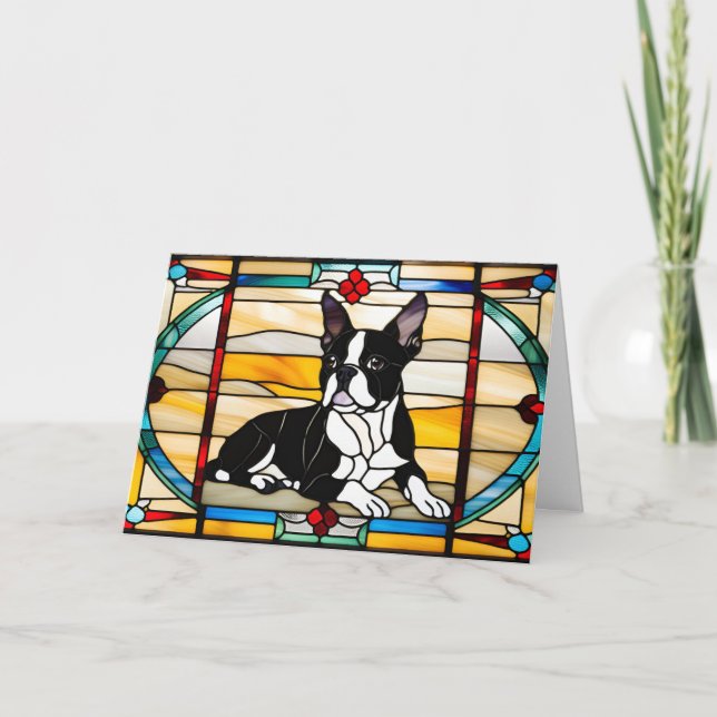Boston Terrier Stains Glass Karte (Vorderseite)