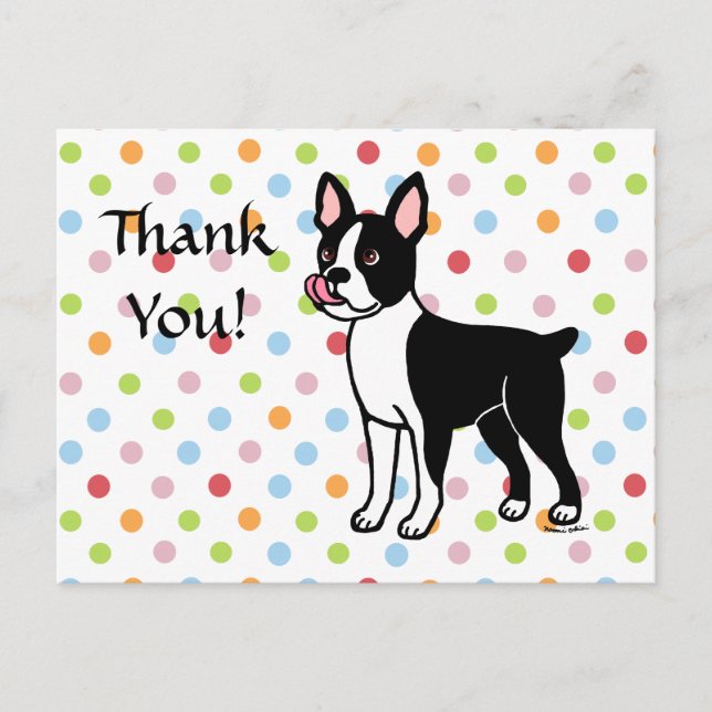 Boston Terrier Stehend Postkarte (Vorderseite)