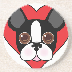 Boston Terrier stellen gegenüber Sandstein Untersetzer