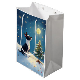 Boston Terrier Sternengucker-Weihnachten Mittlere Geschenktüte