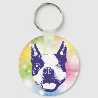 Boston Terrier Sunburst Schlüsselanhänger