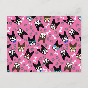 Boston Terrier süßer Schnurrbart lustige Gesichter Postkarte