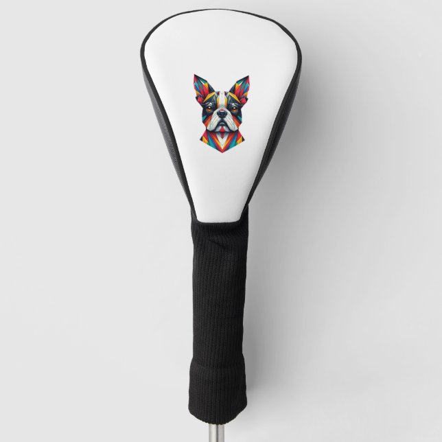 Boston Terrier T - Shirt Origami lustige niedliche Golf Headcover (Vorderseite)