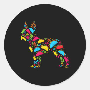 Boston Terrier Tacos Mens Womens Mexican Cinco De Runder Aufkleber