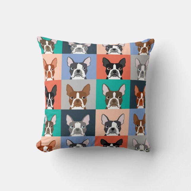 Boston Terrier Tiles - joli coussin de boston terr (Recto)