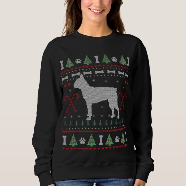 Boston Terrier Ugly Sweater Christmas Funny Dog Lo Sweatshirt (Vorderseite)