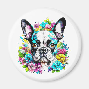 Boston Terrier und Blumen Magnet