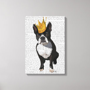 Boston Terrier und Krone Leinwanddruck