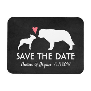 Boston Terrier und Saint Bernard Save the Date Magnet