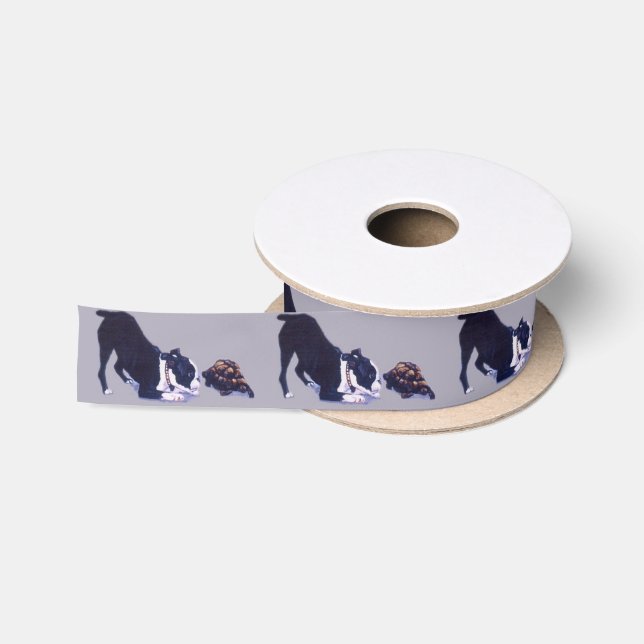 Boston Terrier und Turtle Dog Art Ribbon Satinband (Spule)