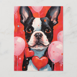 Boston Terrier Valentinstag Postkarte