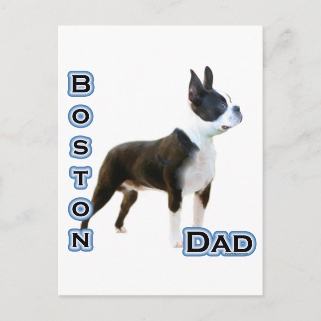 Boston Terrier Vater 4 Postkarte (Vorderseite)
