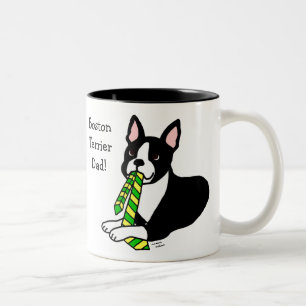 Boston-Terrier-Vati mit Krawatte 1 Zweifarbige Tasse