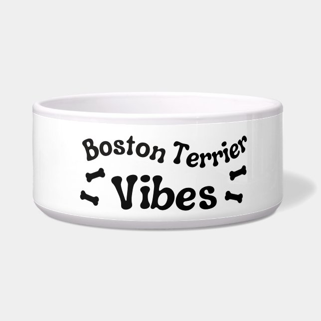 Boston Terrier Vibes Keramik Dog Bowl Napf (Links)