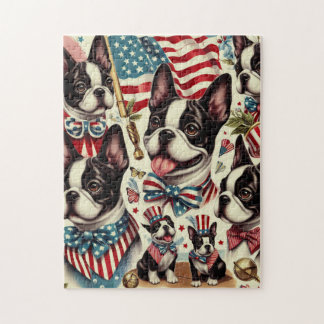 Boston Terrier Vintag Seamless Illustration