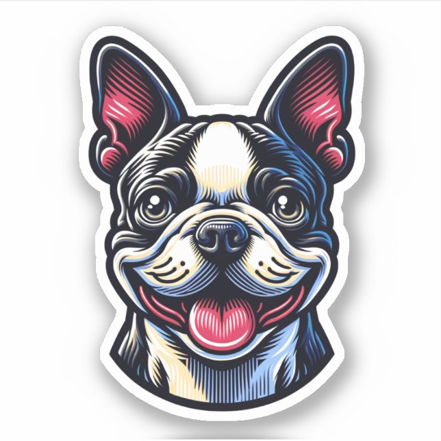 Boston Terrier Vinyl Sticker (Vorderseite)